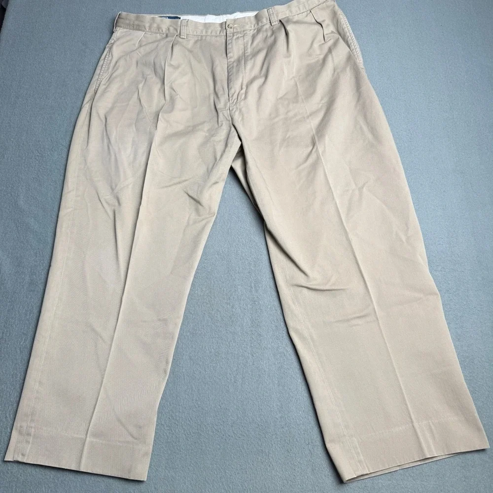 Polo Ralph Lauren Andrew Pant Mens 40x30 Tan Khaki Pleated Cotton Chino Trousers